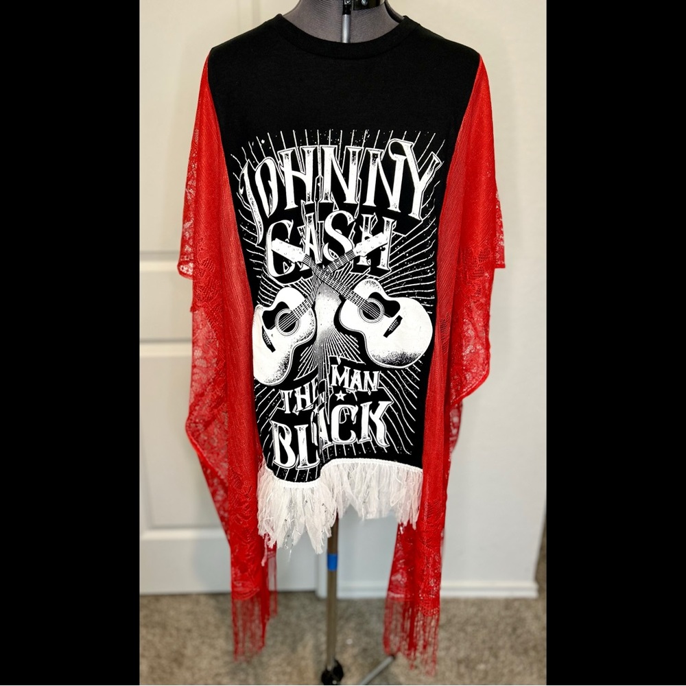Refashioned Man in Black Poncho Styled Top